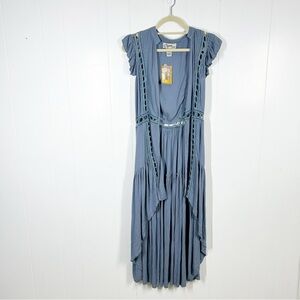 NWT Spoon Jeans Dusty Blue Boho Maxi Duster Medium *TINY FLAW*